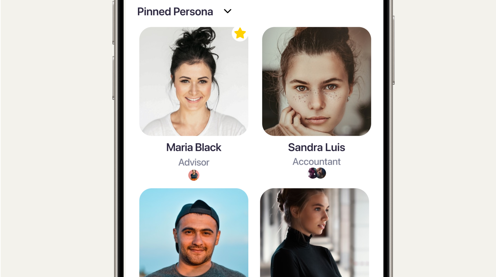 AI agent persona selection with pinning