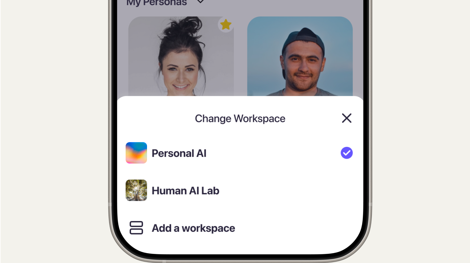 Mobile workspace switcher