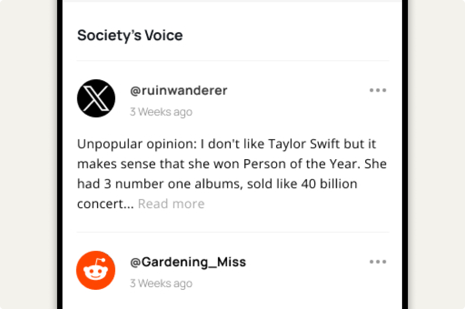 Society's Voice: aggregated, curated, personalized